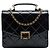 Chanel Black CC Matelassê Verniz Sanfona com Fecho Pushlock e Alça de Mão Preto