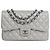 Chanel Silver Jumbo Classic Caviar Double Flap Argento