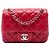 Chanel Red Mini Square Classic Lambskin Single Flap Rot