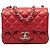 Chanel Red Mini Square Classic Caviar Single Flap Roja