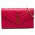 Carteira de corrente envelope monograma chevron em couro grain de poudre rosa Saint Laurent