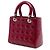 Lady Dior Cannage in vernice rosso, misura Medium Bordò - vista 2