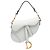 Borsa Saddle Dior bianca in pelle di vitello granulata Bianco