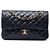 Chanel Black Medium Classic Lambskin Double Flap Nero