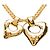 Collana con pendente a catena vintage Chanel Coco Mark Double Heart D'oro