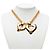 Collana con pendente a catena vintage Chanel Coco Mark Double Heart D'oro - vista 6