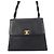 Borsa a tracolla Chanel in pelle di vitello martellata nera Nero