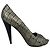 Alexander Mcqueen Croc-Embossed Peep-Toe Pumps in Grey Leather