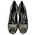 Alexander Mcqueen Croc-Embossed Peep-Toe Pumps in Grey Leather - view 3