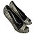 Alexander Mcqueen Croc-Embossed Peep-Toe Pumps in Grey Leather - view 5