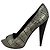 Alexander Mcqueen Croc-Embossed Peep-Toe Pumps in Grey Leather - view 7