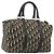 Borsa Boston Christian Dior Trotter Canvas Blu Navy Argento Auth 192214