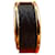 Hermès Olympe Ring Schwarz Leder Gold Größe 52 Golden