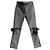 Calça Chanel de lã cinza com laços de cetim preto