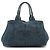 Prada Jeans in denim blu Avio Borsa tote Canapa con stampa logo