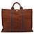 Hermès Borsa Tote Fourre Tout MM in tela di cotone a righe marroni e blu Hermes Marrone