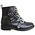Botas de cano curto de couro preto com tachas Maje