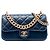 Chanel Blue Small Quilted Calfskin Straight Lined Flap Blu scuro