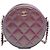 Clutch redonda Chanel de piel de cordero acolchada iridiscente morada con cadena Púrpura