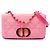 Dior Caro Tasche aus Denim in Pink, Größe Medium, Macrocannage