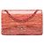 Chanel Red Jumbo Classic Patent Striped Double Flap Rosso