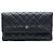 Clutch Chanel Black Quilted Lambskin CC Beauty Foldover Nero