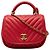 Chanel Mini Red CC Chevron Lambskin Reversed Round Flap Rosso