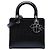 Dior Black Medium Metallic Patent Microcannage Lady Dior Nero