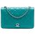 Chanel Blue Small Quilted Crumpled Calfskin Bi Vintage Full Flap Turchese