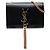 Borsa a tracolla Kate con nappa in pelle di vitello liscia nera con monogramma Saint Laurent, piccola Nero