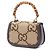 Borsa Gucci Beige Small Jumbo GG Canvas Web Bamboo 1947 con manico superiore - vista 2