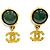 CHANEL Orecchini Vintage 96A Gripoix Coco Mark Swing D'oro Verde