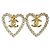 Orecchini CHANEL Coco Mark Heart Crystal Rhinestone D'oro