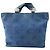 Borsa Tote Chanel in denim blu - vista 3