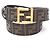 Ceinture réversible en cuir et toile avec logo FF Fendi Noir