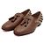 Christian Louboutin Mocassini da uomo in pelle marrone con nappe e borchie - vista 3