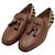 Christian Louboutin Mocassini da uomo in pelle marrone con nappe e borchie - vista 5