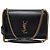 Saint Laurent Borsa a tracolla Large Chain Sunset in pelle di vitello nera con monogramma dorato Nero