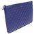 Chanel Clutch della serie Classic Large in agnello blu navy con logo CC argento - vista 3