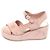 Chanel Sandali con tacco zeppo con logo CC laterale in scamosciato rosa chiaro - vista 4