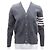 Thom Browne Gestreifter V-Ausschnitt-Cardigan aus Virgin Wool Braun