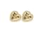 Chanel Orecchini a cuore in cristallo e oro con logo CC D'oro