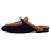 Hermès Mule e sandali in scamosciato marine e shearling dorato D'oro