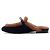 Hermès Mule e sandali in scamosciato marine e shearling dorato D'oro - vista 4