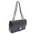 Chanel Borsa a tracolla Classic Medium in vernice con catena argentata Nero - vista 2