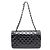 Chanel Borsa a tracolla Classic Medium in vernice con catena argentata Nero - vista 3