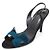 Hermès Sandali open-toe con slingback da donna in pelle scamosciata con logo blu - vista 2