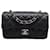 Chanel Mini borsa flap classica in agnello nero e argento