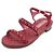 Chanel Sandali da donna in camoscio rosso con tracolla a catena dorata - vista 2