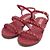 Chanel Sandali da donna in camoscio rosso con tracolla a catena dorata - vista 3
